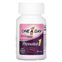 Купить One-A-Day, Пренатальный прием 1 с фолиевой кислотой, ДГК и железом, мультивитаминная / мультиминеральная добавка, 30 мягких таблеток