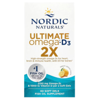 Купить Nordic Naturals, Ultimate Omega-D3 2X, лимон, 1075 мг, 60 капсул