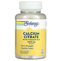 Купить Solaray, Цитрат кальция+D3, Calcium citrate+D3, 1000 мг, 90 капсул