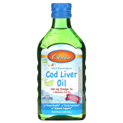Купить Carlson, Масло печени дикой норвежской трески, Cod Liver Oil, для детей, со вкусом жвачки, 250 мл (8,4 жидк. унции)