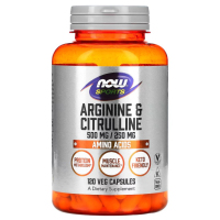 Купить NOW Foods, Sports, аргинин и цитруллин, 120 вегетарианских капсул