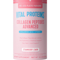 Купить Vital Proteins Collagen Peptides with Hyaluronic Acid and Vitamin C, Пептиды коллагена с гиалуроновй кислотой и витамином С, со вкусом клубники и лимона, 299 г