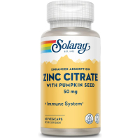Купить Solaray, цитрат цинка с тыквенными семечками, Zinc citrate with pumpkin seed, 50 мг, 60 капсул