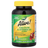 Купить Natures Way, Alive!, жевательные таблетки с кальцием и витамином D3, малиновый лимонад и клубника, 60 мармеладок
