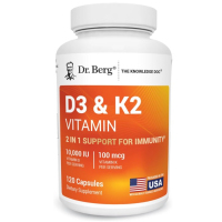 Купить Dr. Berg, Vitamin D3 + K2, витамины Д3 + К2, 10000 МЕ, 120 капсул