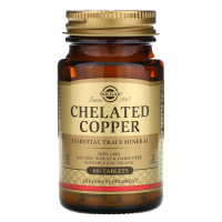 Купить Solgar, хелатная медь, chelated copper, 100 таблеток