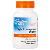 Купить Doctors Best, коэнзим Q10 с Биоперином, CoQ10 with BioPerine, 400 мг, 60 растительных капсул