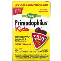Купить Natures Way, Primadophilus, Примадофилус для детей, со вкусом вишни, 3 млрд КОЕ, 30 жевательных таблеток