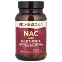 Купить Dr. Mercola, NAC (N-ацетилцистеин) с расторопшей, 500 мг, 60 капсул