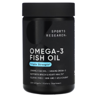 Купить Sports Research, рыбий жир с омега-3, Omega-3 Fish Oil, тройная эффективность, 1250 мг, 120 мягких таблеток