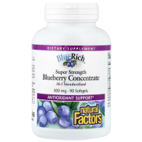 Купить Natural Factors, концентрат черники, Blueberry Concentrate, 500 мг, 90 мягких таблеток