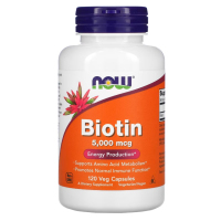 Купить NOW Foods, биотин, biotin, 5000 мкг, 120 вегетарианских капсул