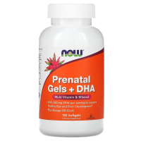 Купить NOW Foods, пренатальный гель с ДГК, Prenatal Gels + DHA, 180 капсул