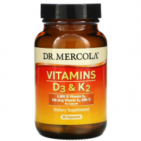 Купить Dr. Mercola, Витамины D3 и K2, Vitamin D3+К2, (5000 МЕ) 125 мкг, 90 капсул