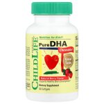 ChildLife, Pure DHA, чистая ДГК, с натуральным ягодным вкусом, 90 капсул
